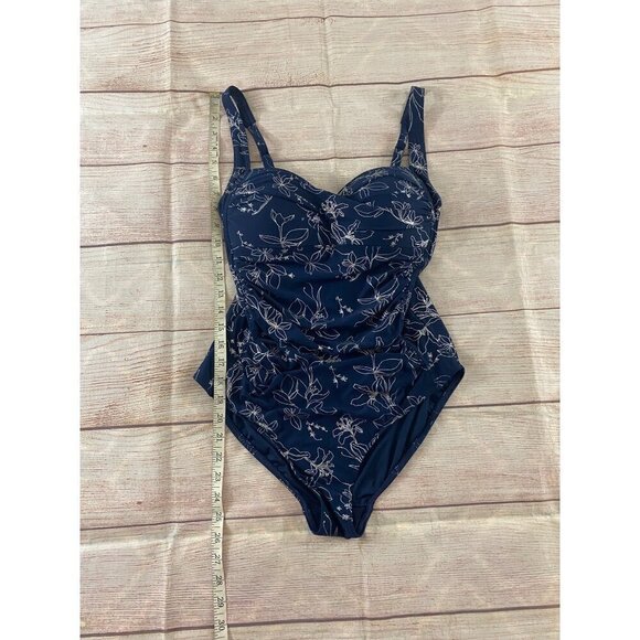 Niptuck Swim Women's Ruched Bodice Printed One Piece Swimsuit - 8 - Picture 3 of 12